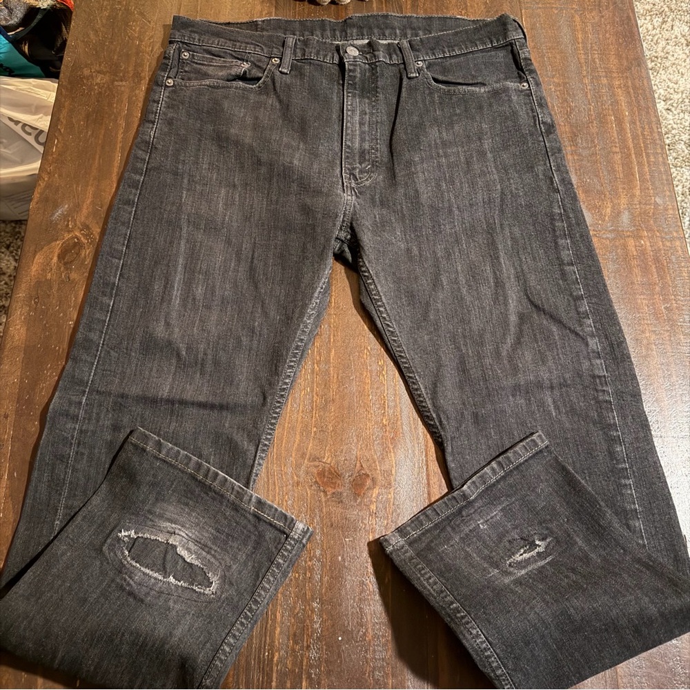 NWT Levi Strauss UniSex Black Distressed Jeans 36x30